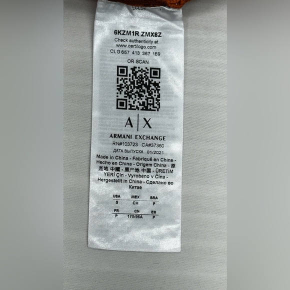 Armani Exchange CAMOUFLAGE ORGANIC COTTON SWEATER style tag - Picture 6 of 6